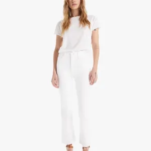 MOTHER Denim The Hustler Ankle Fray Flare Jeans White 32