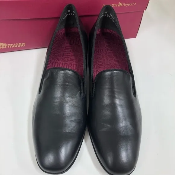 Munro Allee Black Kid Leather Womens 9 M block heels Shoes Career Business offic