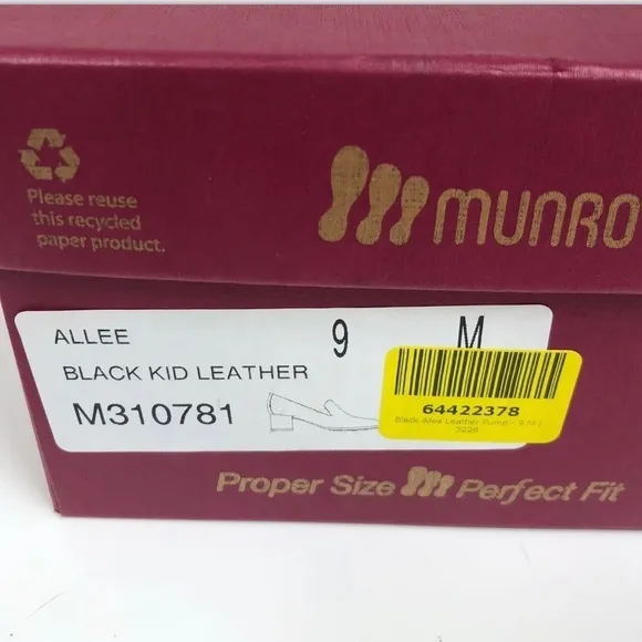Munro Allee Black Kid Leather Womens 9 M block heels Shoes Career Business offic