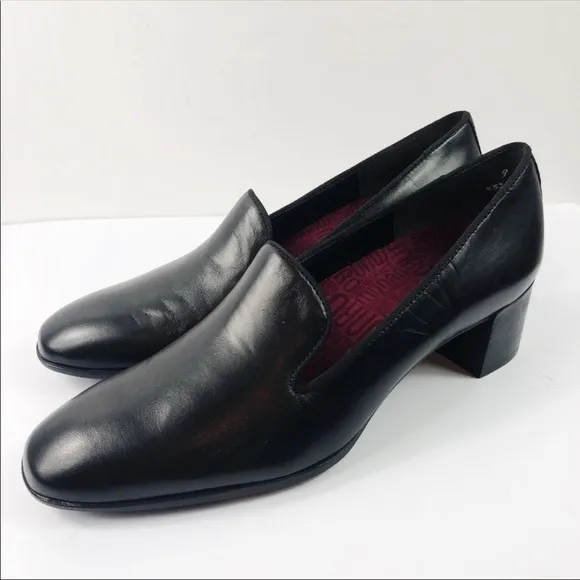 Munro Allee Black Kid Leather Womens 9 M block heels Shoes Career Business offic