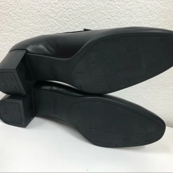 Munro Allee Black Kid Leather Womens 9 M block heels Shoes Career Business offic
