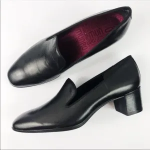 Munro Allee Black Kid Leather Womens 9 M block heels Shoes Career Business offic