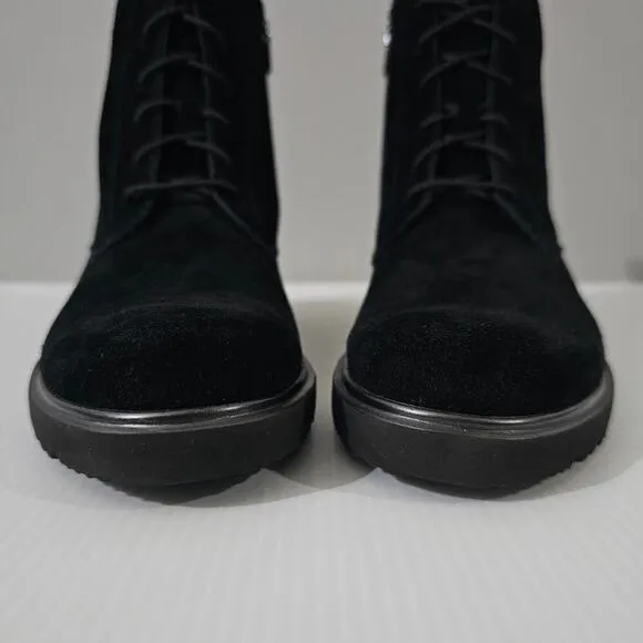 Munro Finnley Ankle Bootie Lace Up Black Suede Size 8 Super Slim NWOT