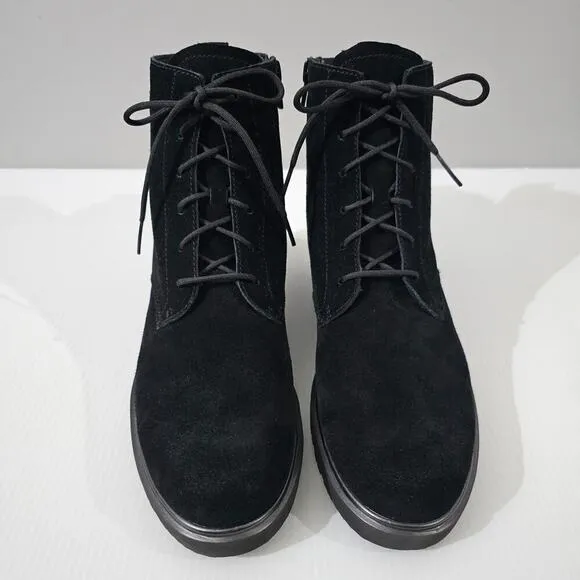 Munro Finnley Ankle Bootie Lace Up Black Suede Size 8 Super Slim NWOT