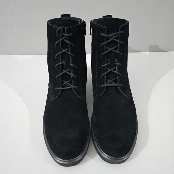 Munro Finnley Ankle Bootie Lace Up Black Suede Size 8 Super Slim NWOT