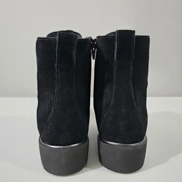 Munro Finnley Ankle Bootie Lace Up Black Suede Size 8 Super Slim NWOT