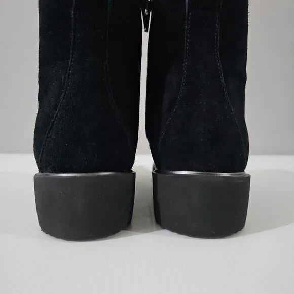 Munro Finnley Ankle Bootie Lace Up Black Suede Size 8 Super Slim NWOT
