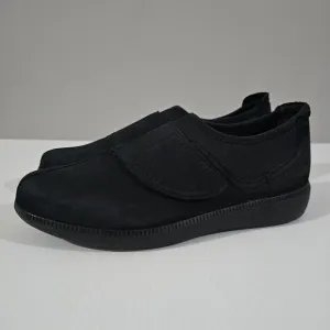 Munro Janis Sneaker Slip On Shoe Black Nubuck Leather Size 7.5
