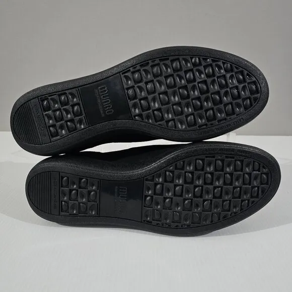 Munro Janis Sneaker Slip On Shoe Black Nubuck Leather Size 7.5