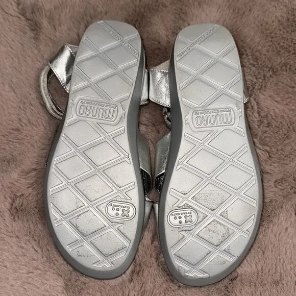 Munro Shoes | Silver Kid Leather Brinn Leather Sandal - Women Size 5.5