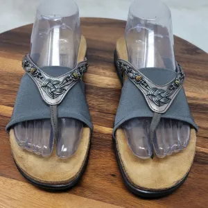 Naot Leather Gray Beaded Slide On Women's Flip Flop 41/10-10.5
