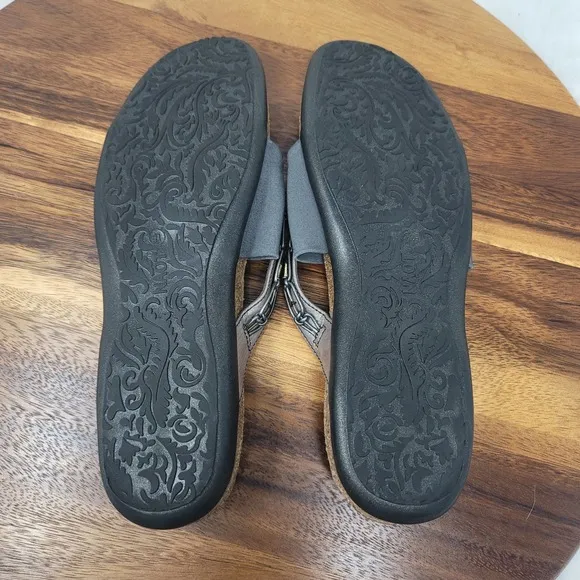 Naot Leather Gray Beaded Slide On Women's Flip Flop 41/10-10.5