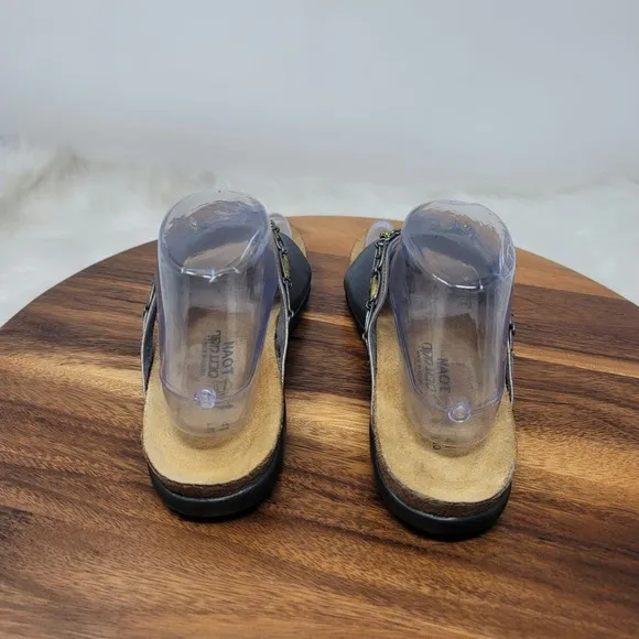 Naot Leather Gray Beaded Slide On Women's Flip Flop 41/10-10.5