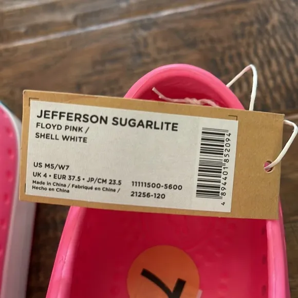 Native Shoes Jefferson Sugarlite Floyd Pink Shell White Girls Size J 5 Women 7