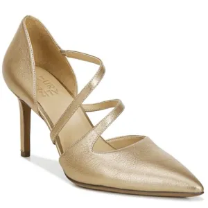 NATURALIZER ARIELLE LEATHER STRAPY POINT TOE PUMPS LT GOLD NWT SZ 9.5W