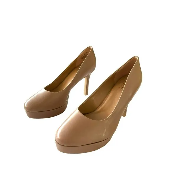 Naturalizer Camilla Tan Leather Platform Comfort Heels Shoes Sz 8.5M NEW