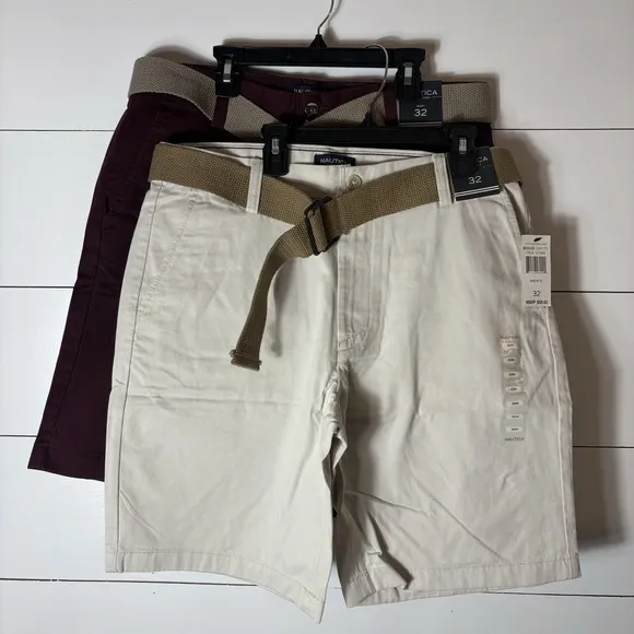 Nautica Shorts Bundle Mens 32W 100% Cotton Breathable Lightweight Chino Preppy