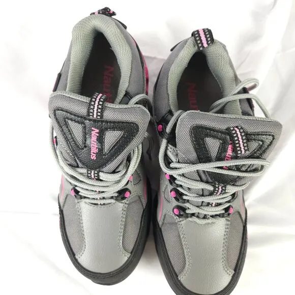 Nautilus Women's 7.5 Gray Pink Steel-Toe Waterproof Athletic Safety Work Shoes