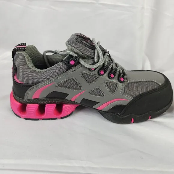 Nautilus Women's 7.5 Gray Pink Steel-Toe Waterproof Athletic Safety Work Shoes