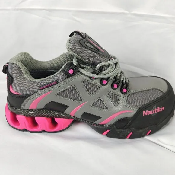 Nautilus Women's 7.5 Gray Pink Steel-Toe Waterproof Athletic Safety Work Shoes