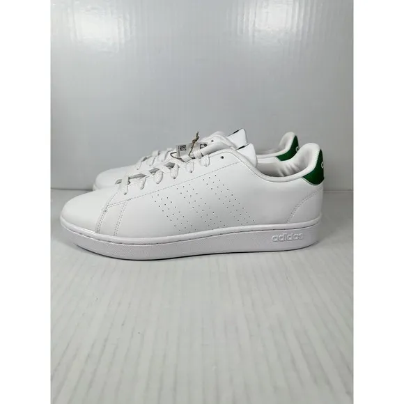 NEW Adidas Advantage White Green Mens Athletic Low Top Shoes Size 10 GZ5300