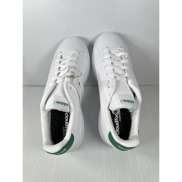 NEW Adidas Advantage White Green Mens Athletic Low Top Shoes Size 9.5 GZ5300