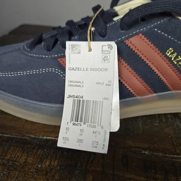 NEW Adidas Gazelle Indoor Mens Size 10.5 Low Top Shoes Sneaker Suede Blue JH5404