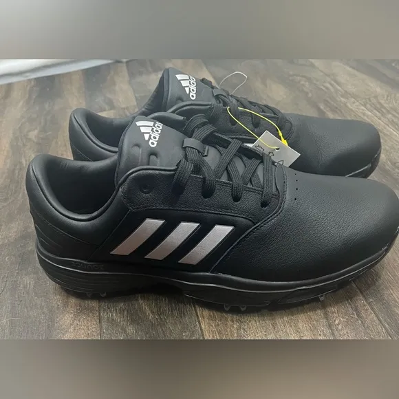 NEW ADIDAS Mens 360 Bounce II Spiked Golf Shoes - Black/Silver, Size 9.5