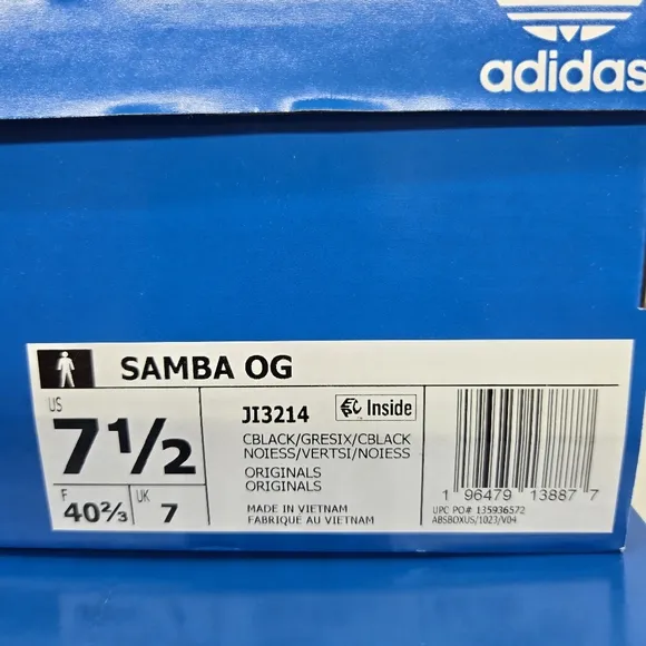 New adidas Samba OG Core Black Grey Cordura Men's Shoes Size 7.5