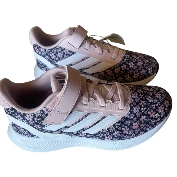 New Adidas Shoes Size 1 Kids Runfalcon 3.0 Pink and Black Floral Sneakers 🖤🩷🖤