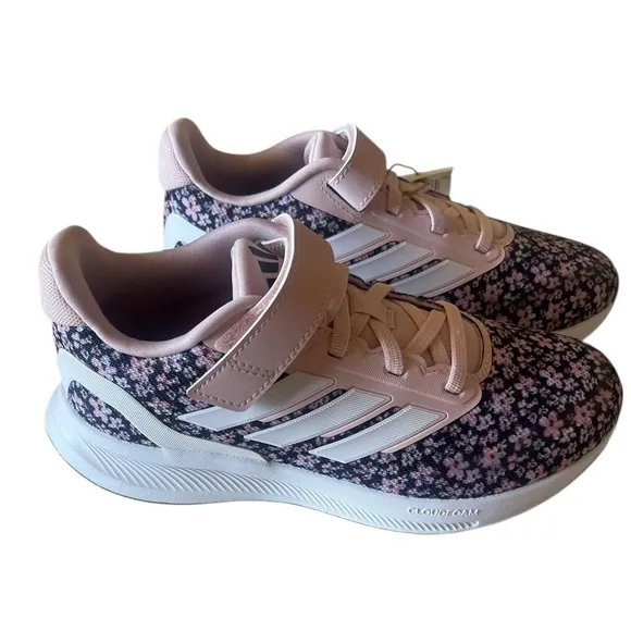 New Adidas Shoes Size 1 Kids Runfalcon 3.0 Pink and Black Floral Sneakers 🖤🩷🖤