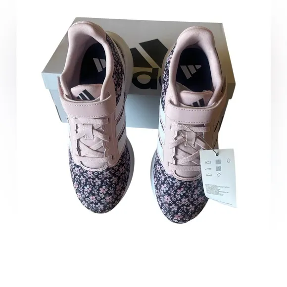 New Adidas Shoes Size 1 Kids Runfalcon 3.0 Pink and Black Floral Sneakers 🖤🩷🖤