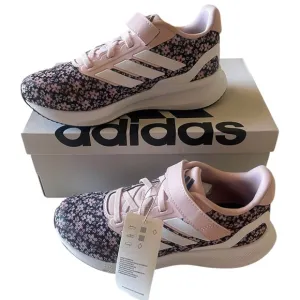 New Adidas Shoes Size 1 Kids Runfalcon 3.0 Pink and Black Floral Sneakers 🖤🩷🖤