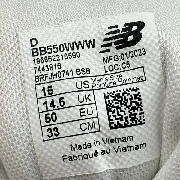 New Balance 550 Triple White BB550WWW Low Top Sneakers Ortholite NWT