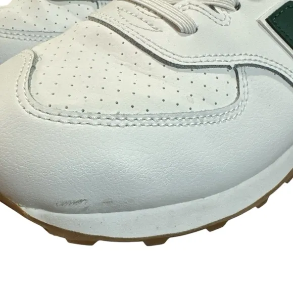 New Balance 574 Men's White and Green Sneakers