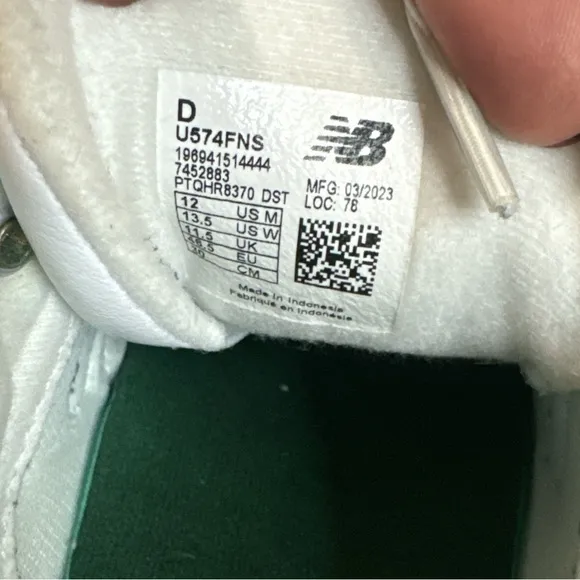 New Balance 574 Men's White and Green Sneakers