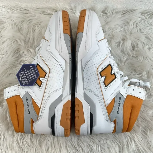 New Balance 650 Lifestyle High Top Sneaker White &amp; Orange Size 14 NEW