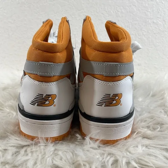 New Balance 650 Lifestyle High Top Sneaker White &amp; Orange Size 14 NEW