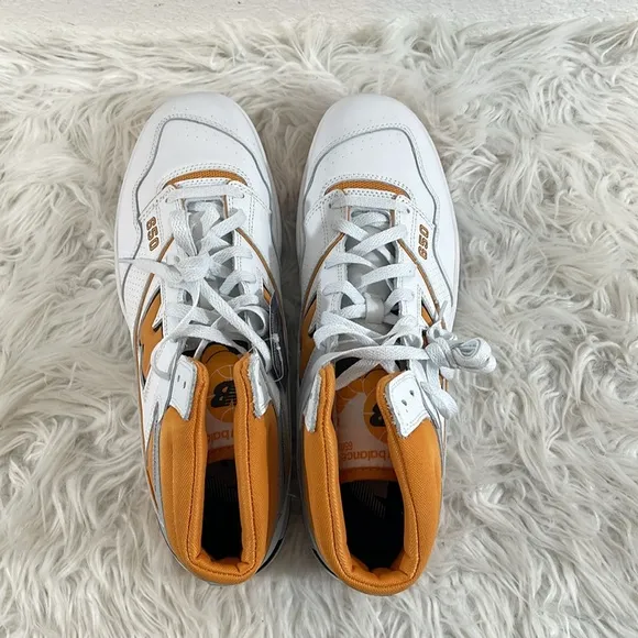 New Balance 650 Lifestyle High Top Sneaker White &amp; Orange Size 14 NEW