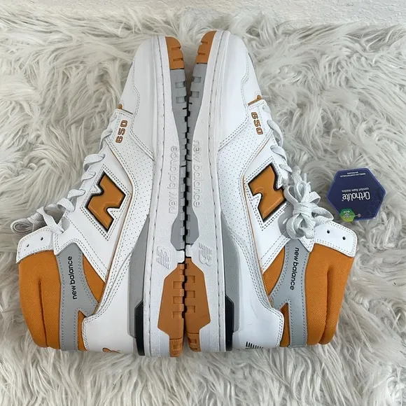 New Balance 650 Lifestyle High Top Sneaker White &amp; Orange Size 14 NEW