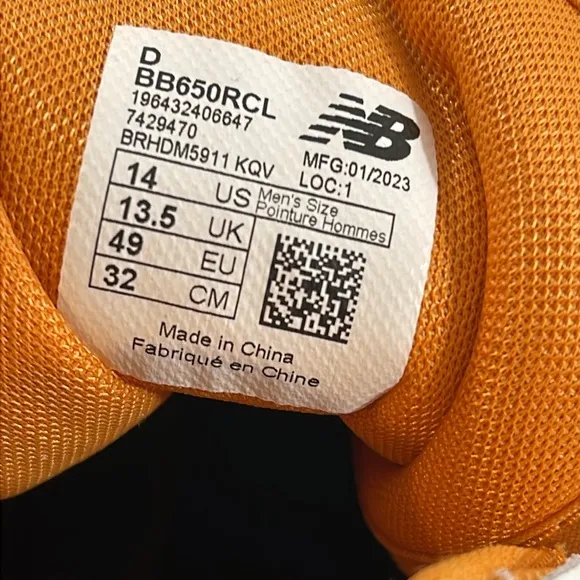 New Balance 650 Lifestyle High Top Sneaker White &amp; Orange Size 14 NEW