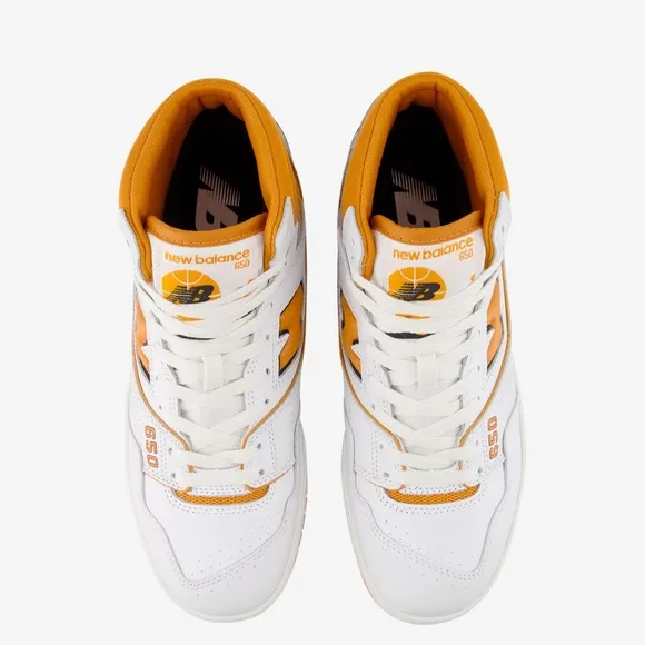 New Balance 650 Lifestyle High Top Sneaker White &amp; Orange Size 14 NEW