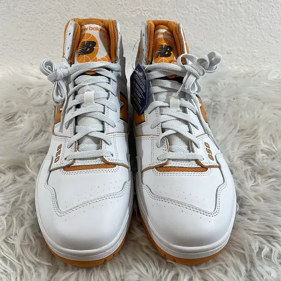 New Balance 650 Lifestyle High Top Sneaker White &amp; Orange Size 14 NEW