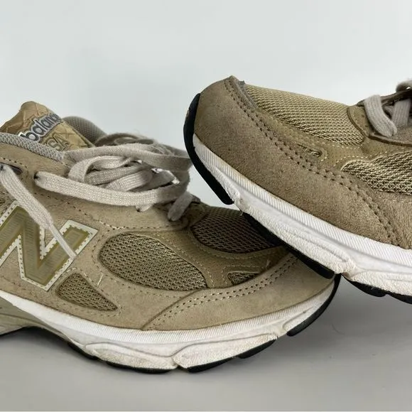 New Balance 990v3 Sneakers Men US 8 Tan White Low Top Made In USA Athletic Shoes