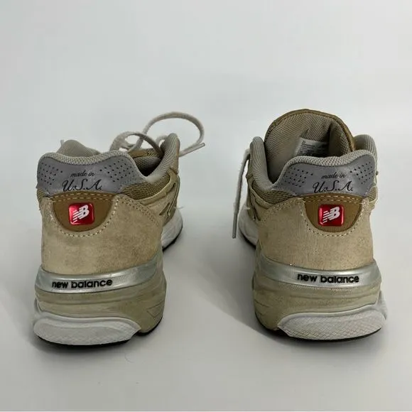 New Balance 990v3 Sneakers Men US 8 Tan White Low Top Made In USA Athletic Shoes