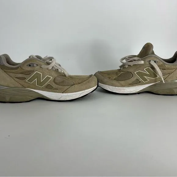New Balance 990v3 Sneakers Men US 8 Tan White Low Top Made In USA Athletic Shoes