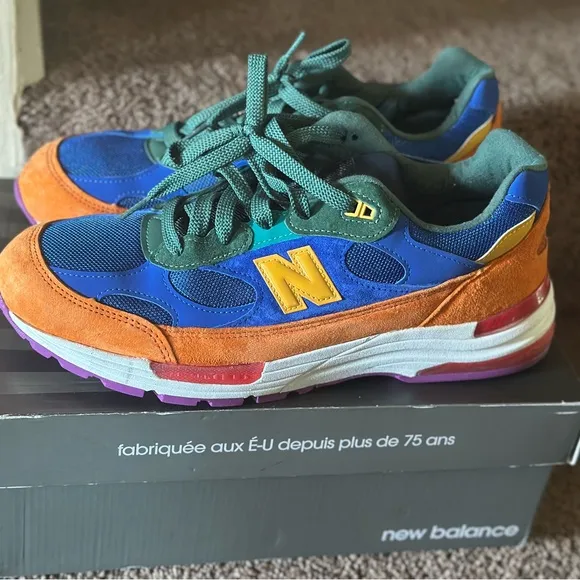 New Balance Blue and Orange Sneakers Retro-Inspired Athletic Design