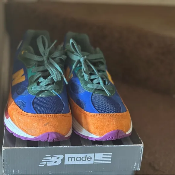 New Balance Blue and Orange Sneakers Retro-Inspired Athletic Design