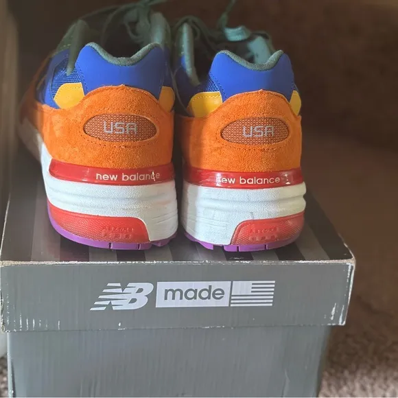 New Balance Blue and Orange Sneakers Retro-Inspired Athletic Design