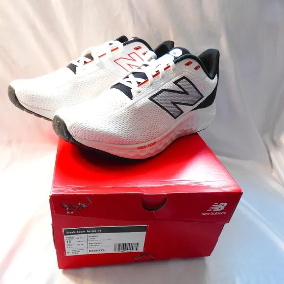 New Balance Fresh Foam Arishi V4 MARISYR4 Running Shoes White/Black Men's 12 NEW